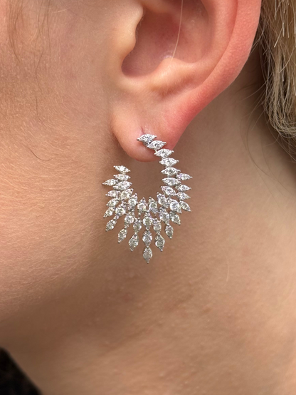Ladies Sunburst Diamond Earring