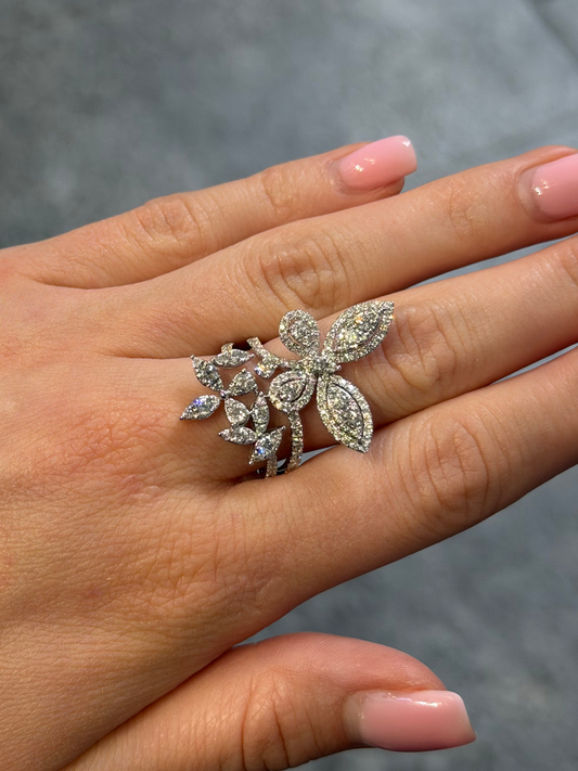 Ladies 3 Butterfly Wide Fancy Ring