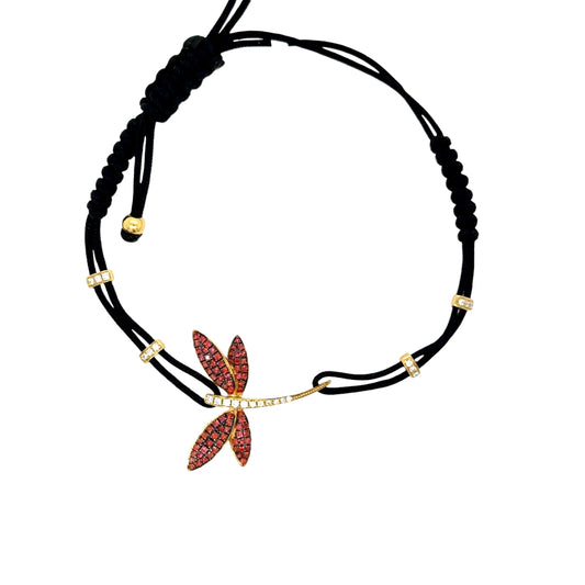 Ladies Threaded Slider Dragonfly Bracelet