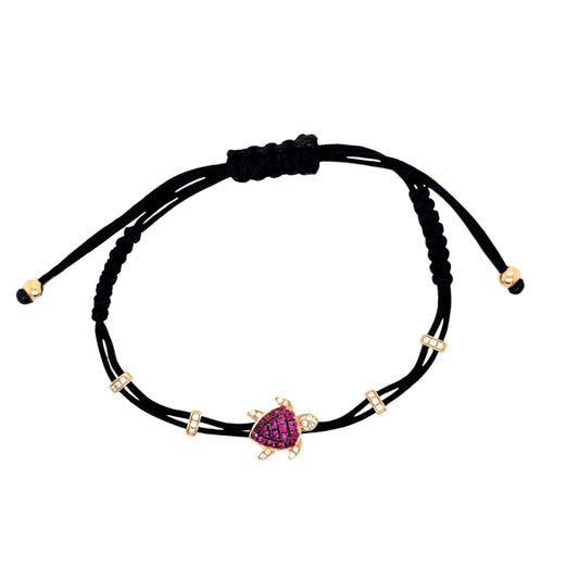 Ladies Threaded Slider Turtle Bracelet