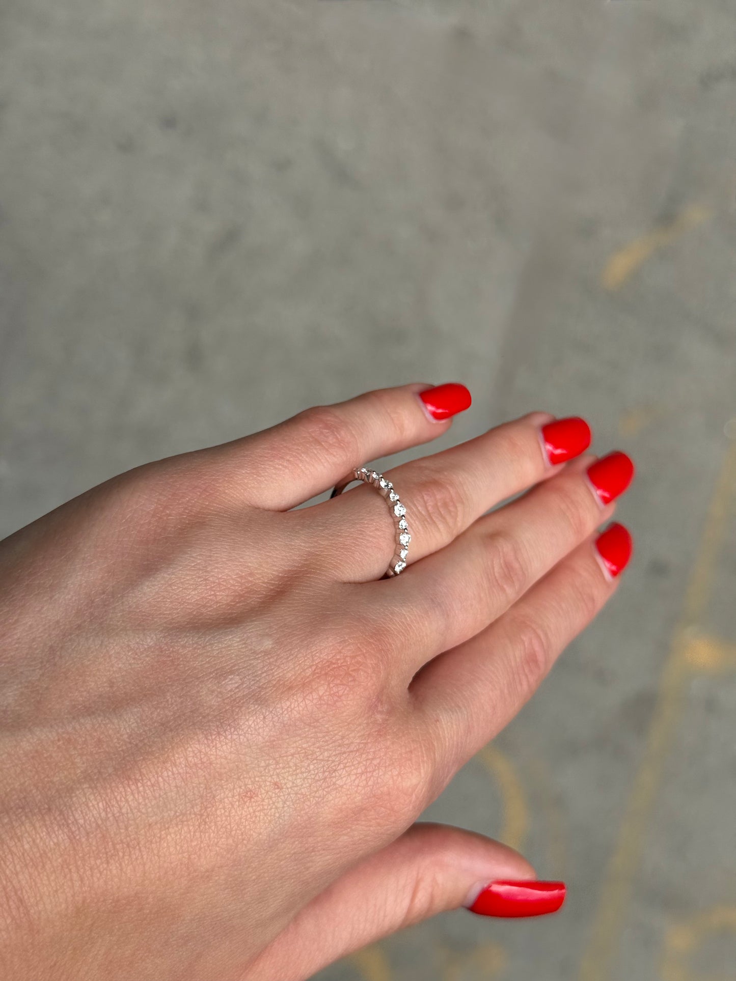 Ladies Single Prong Halfway Wedding Band