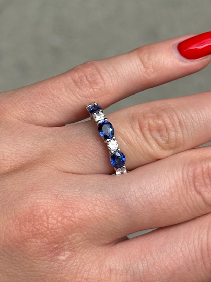 Ladies Alternating Sapphire and Diamond Ring
