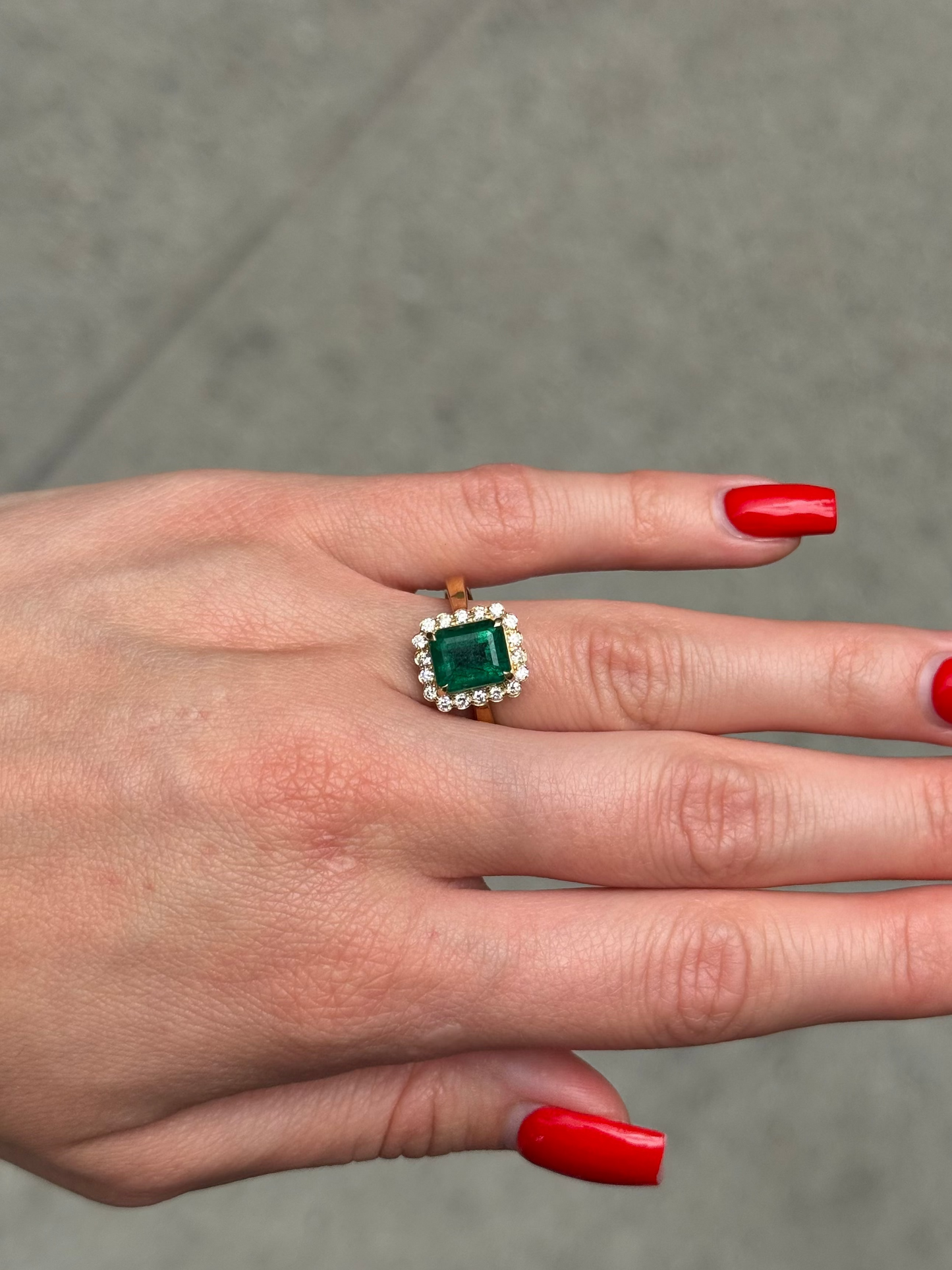 Ladies Halo Set Emerald Engagement Ring