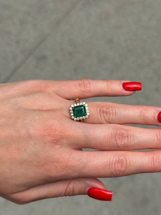 Ladies Halo Set Emerald Engagement Ring
