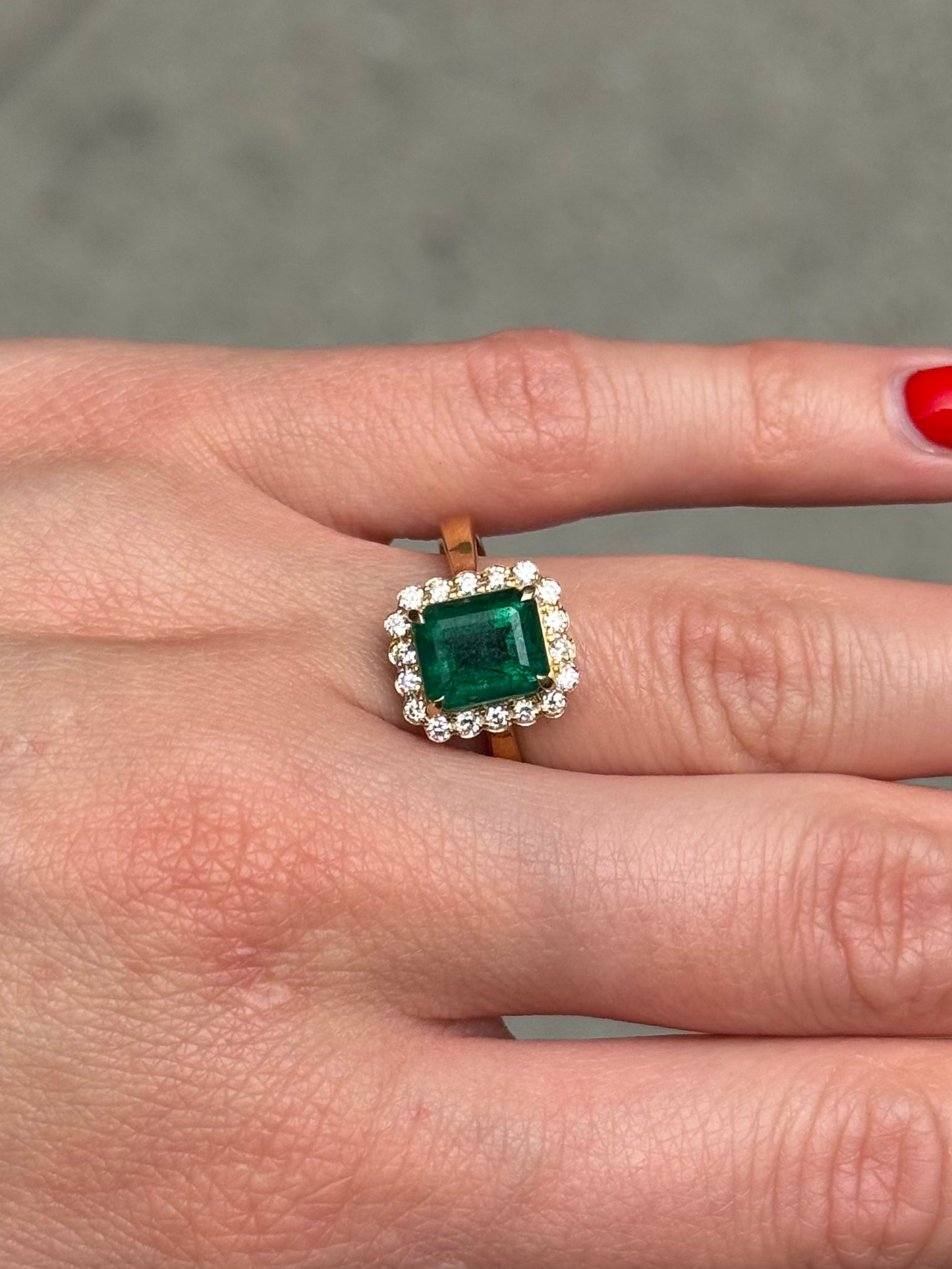 Ladies Halo Set Emerald Engagement Ring