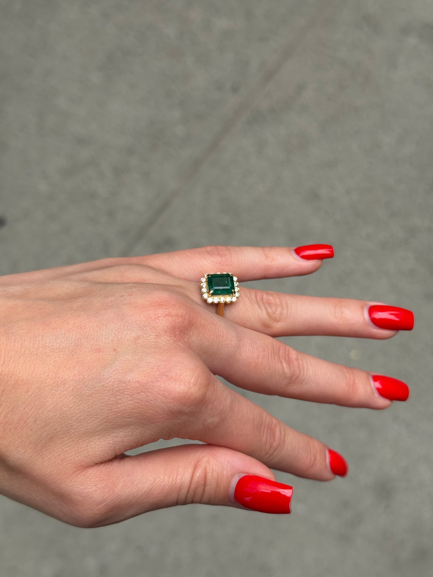Ladies Halo Set Emerald Engagement Ring