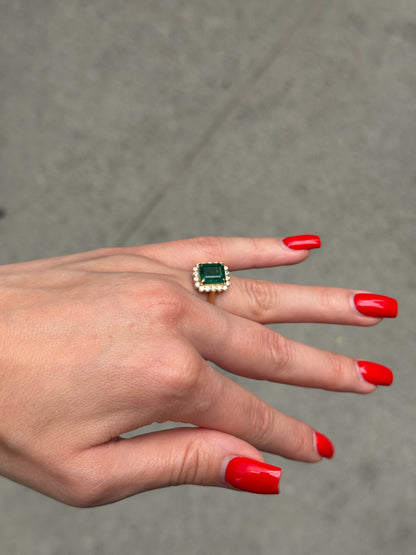 Ladies Halo Set Emerald Engagement Ring