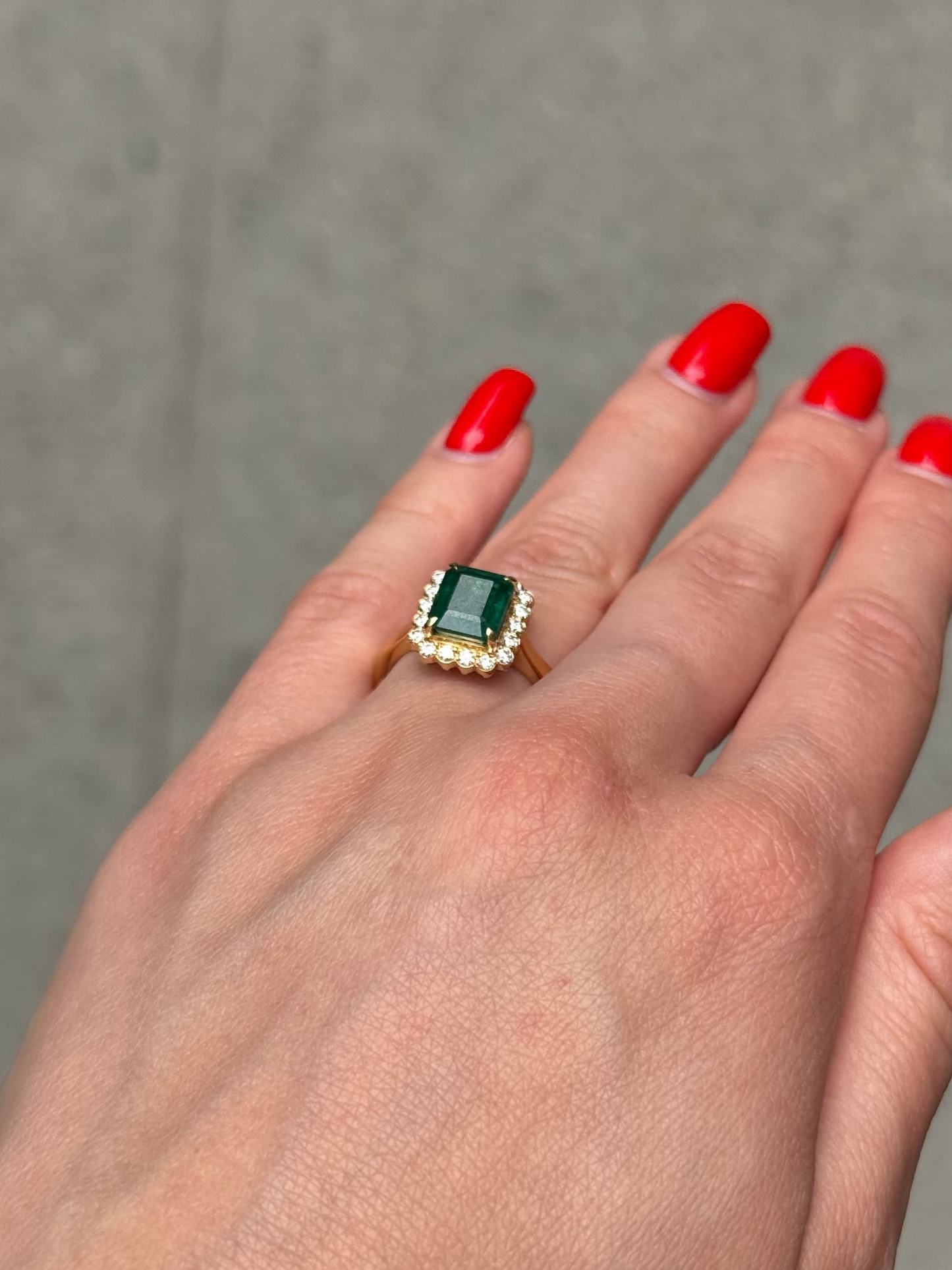 Ladies Halo Set Emerald Engagement Ring