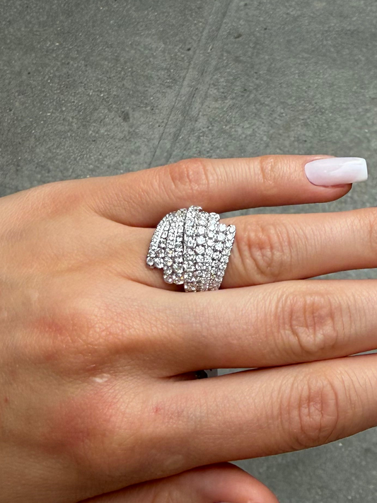 Ladies Wide Multi Row Cocktail Ring