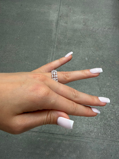 Ladies 3 Row Marquise and Round Diamond Ring