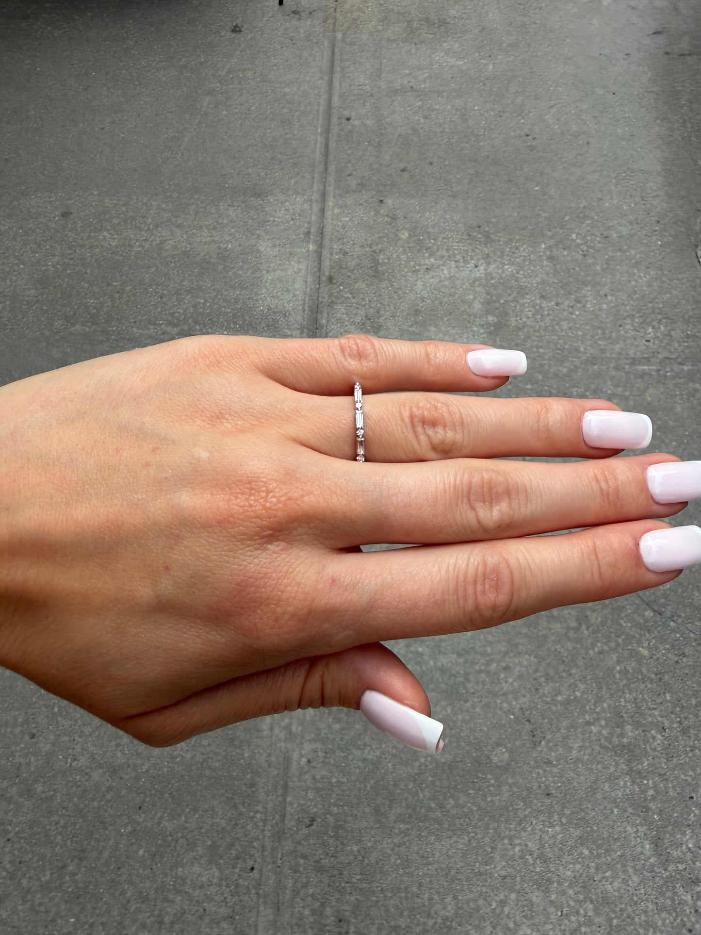 Ladies Thin Baguette and Round Diamond Alternating Band