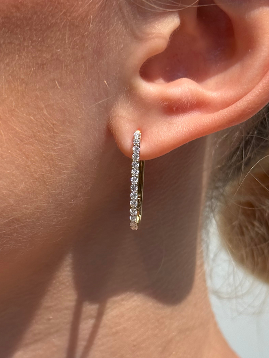 Ladies Single Row Rectangle Earring