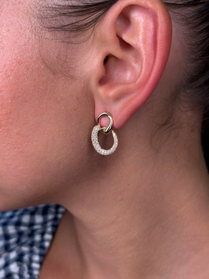 Ladies Front Facing Double Hoop Diamond Earring