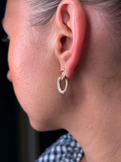 Ladies Front Facing Double Hoop Diamond Earring