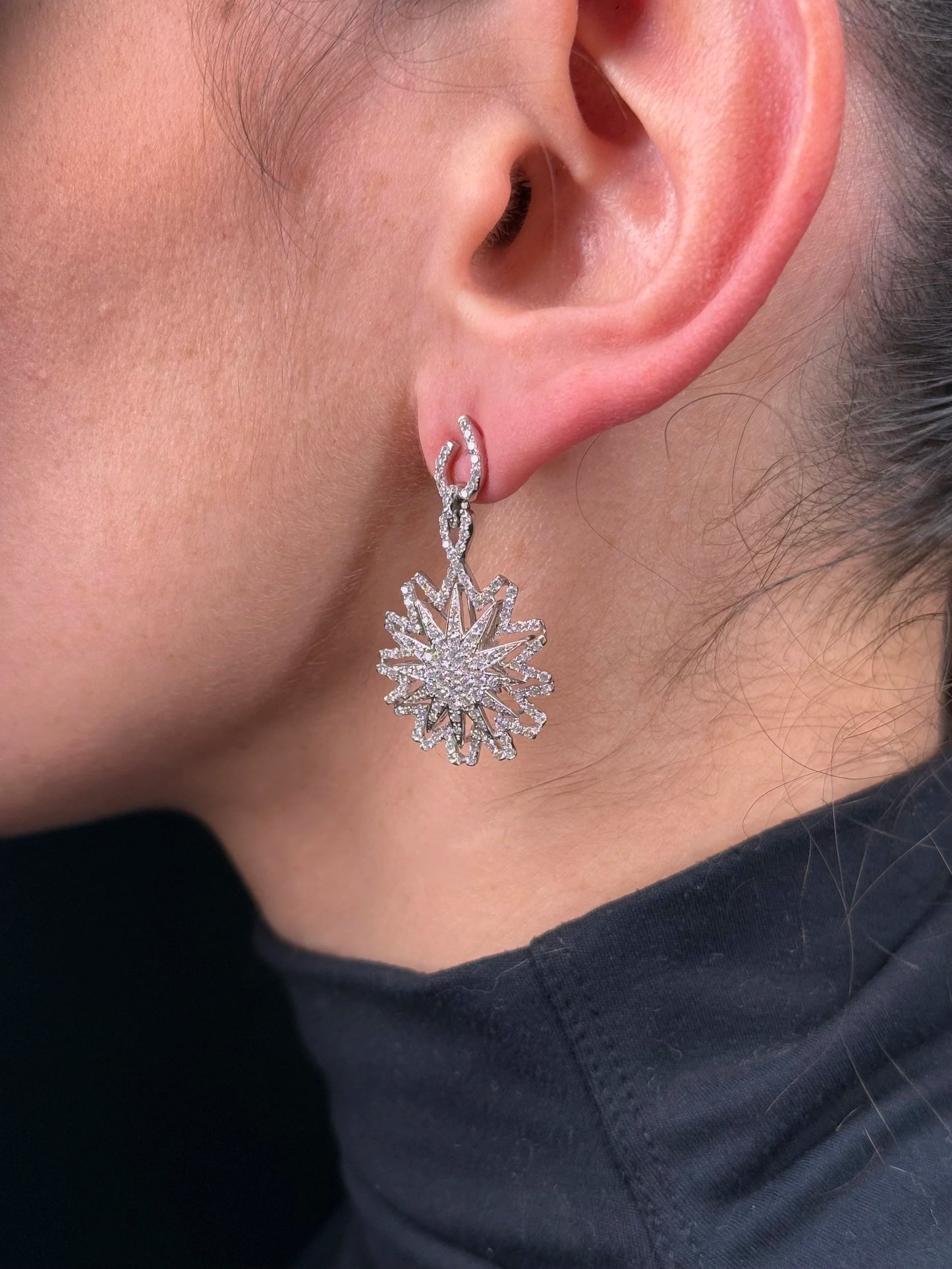 Ladies Spaced Out Star Diamond Earring