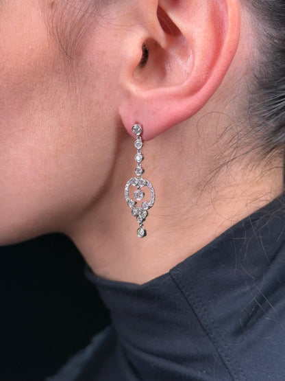 Ladies Center Bezel Set Diamond Earring