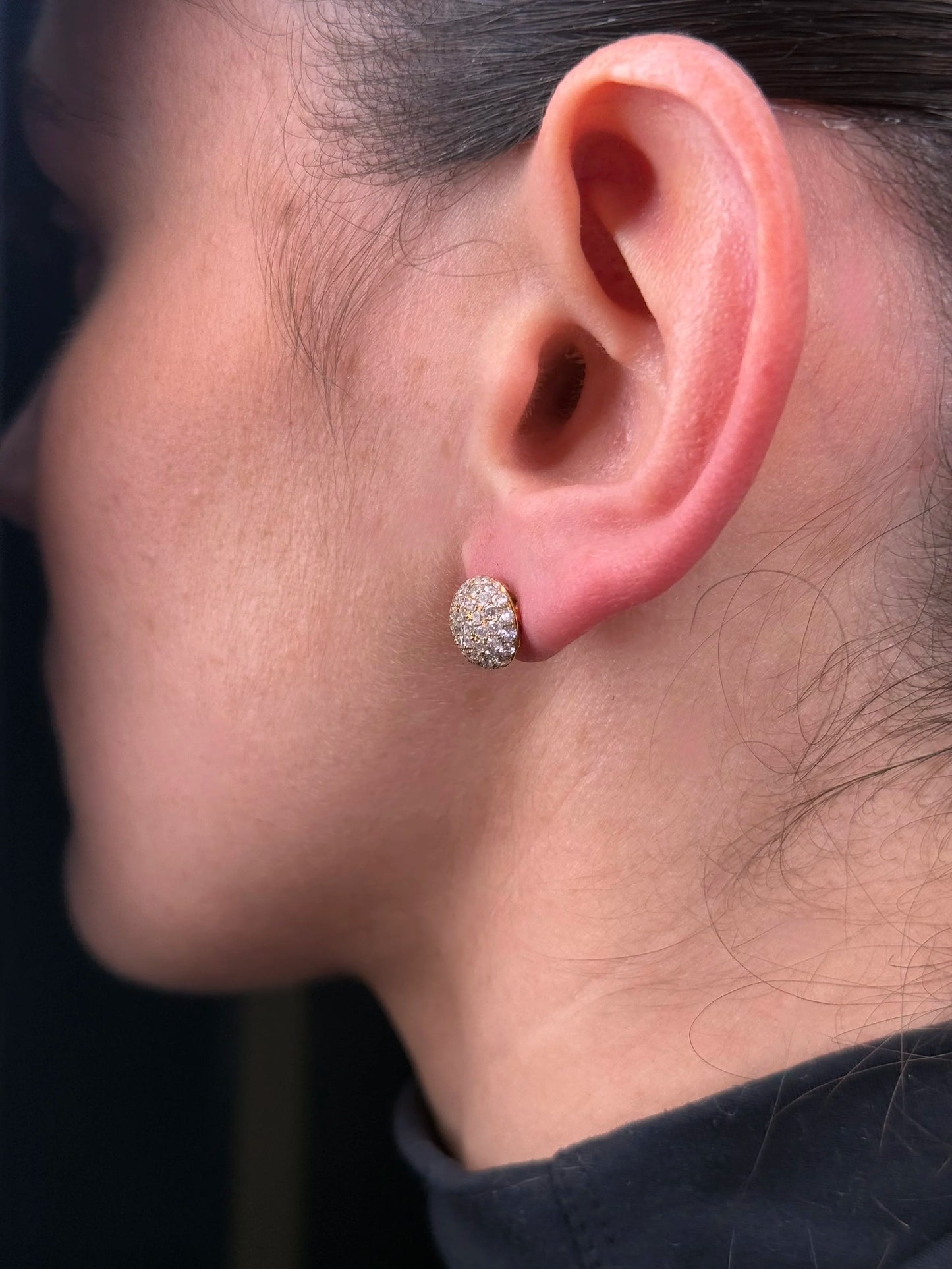 Ladies Ball Pave Set Diamond Earrings