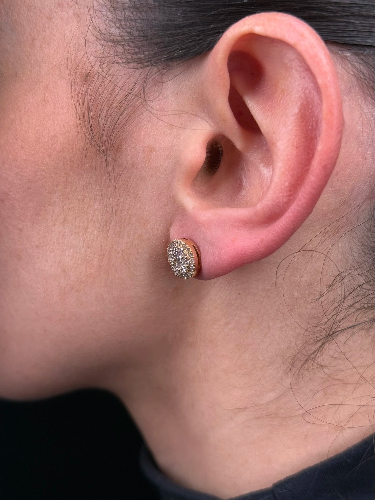 Ladies Large Cluster Round Diamond Earrings