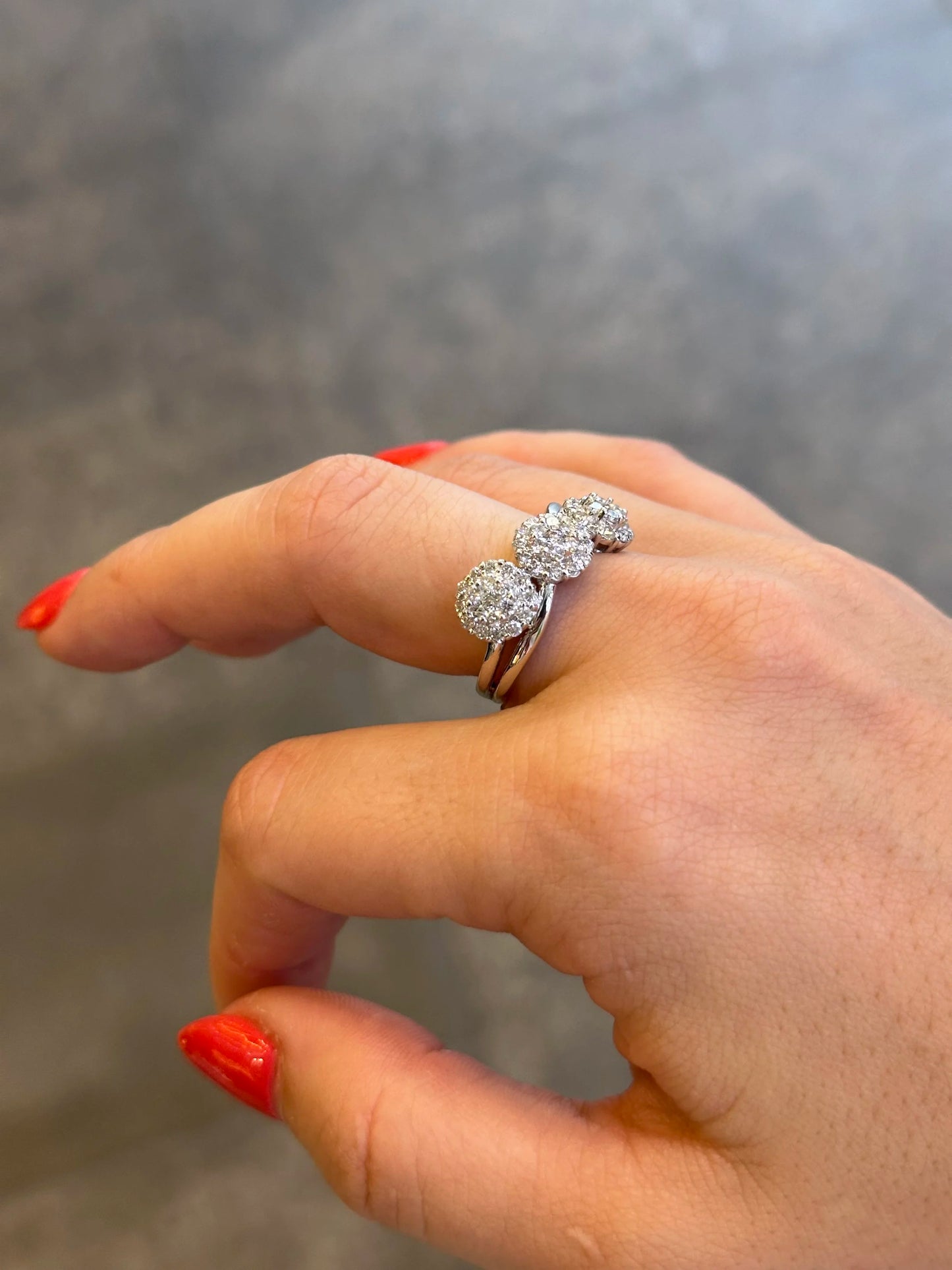 Ladies Three Round Diamond Cluster Ring