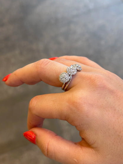 Ladies Three Round Diamond Cluster Ring