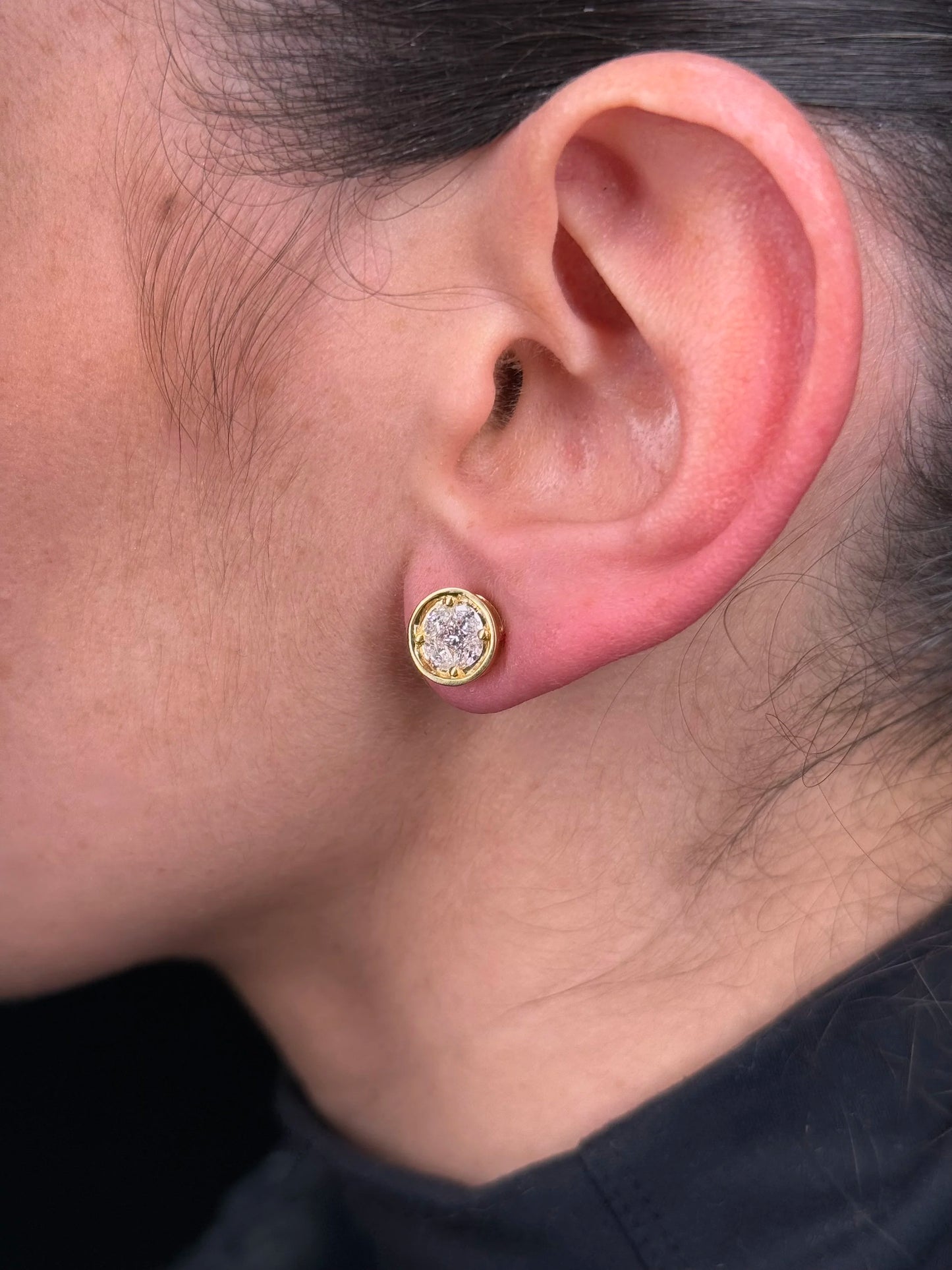 Ladies Large Bezel Marquise and Princess Diamond Earrings