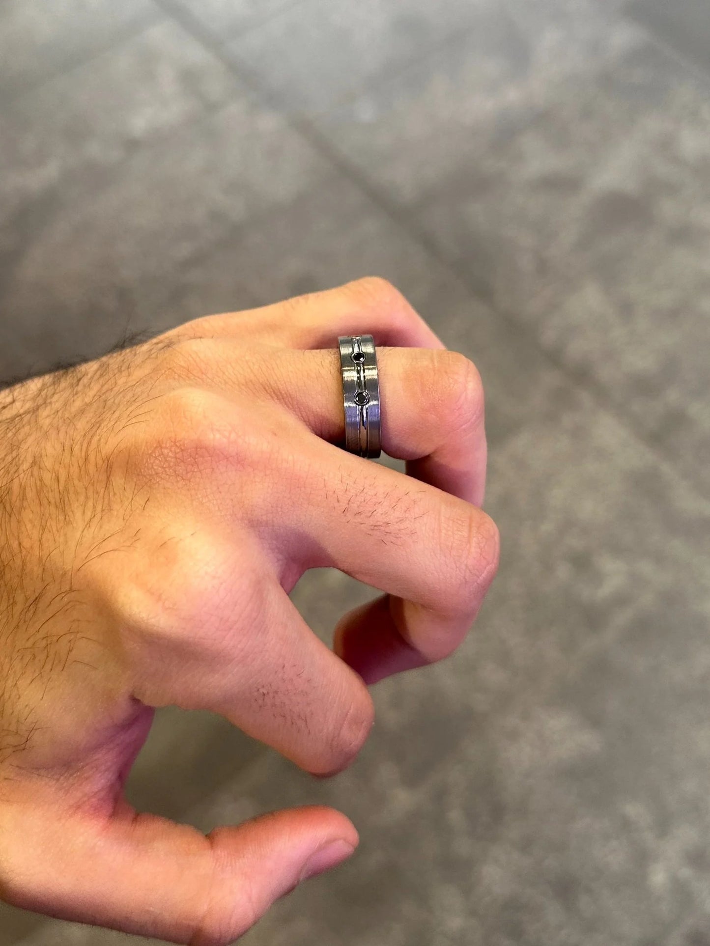 Men’s Three Black Diamond Tungsten Wedding Band
