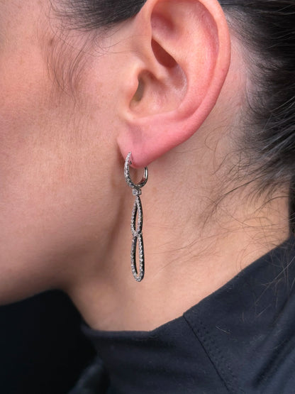Ladies Double Oval Diamond Earrings