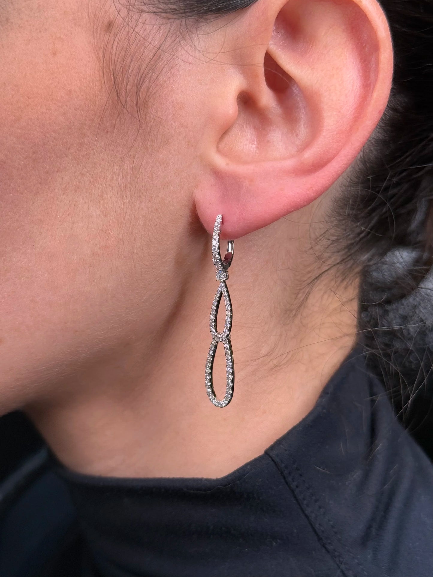 Ladies Double Oval Diamond Earrings