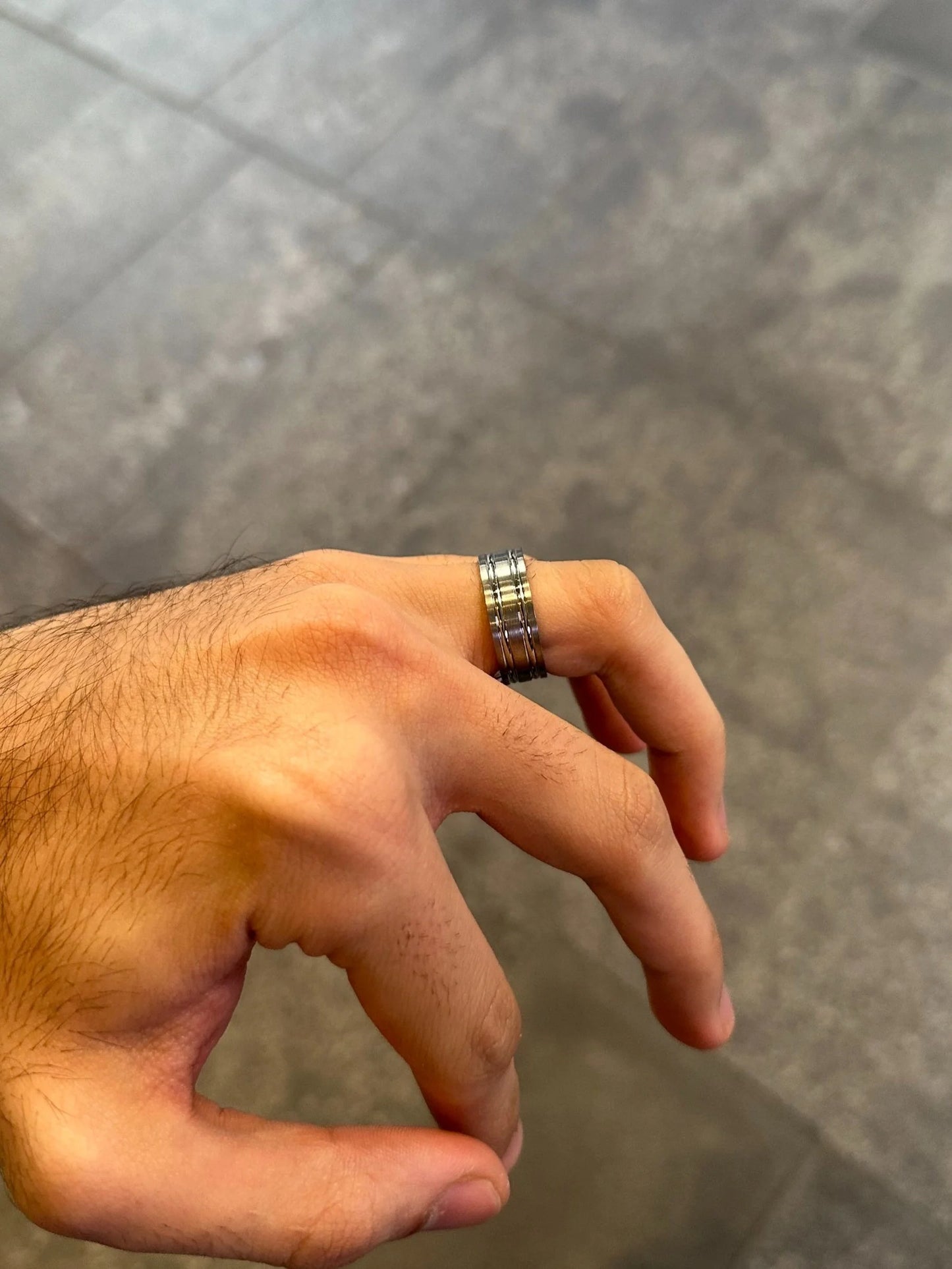 Men’s Two Row Titanium Polished Wedding Band