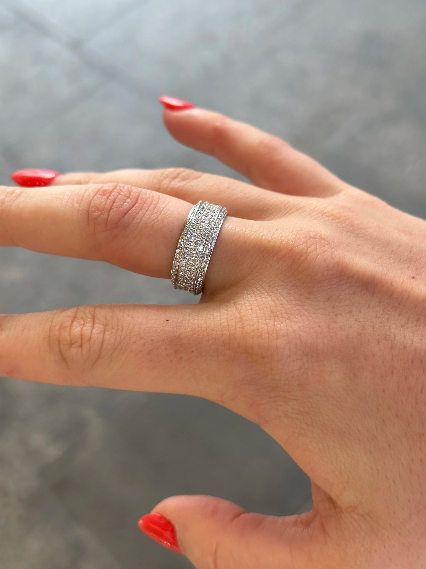 Ladies Five Row Pave Set Eternity Band