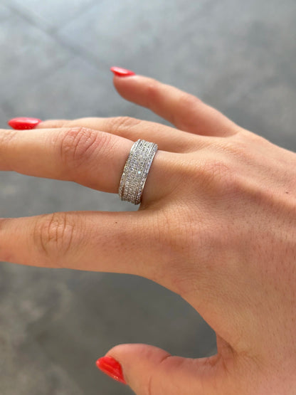 Ladies Five Row Pave Set Eternity Band