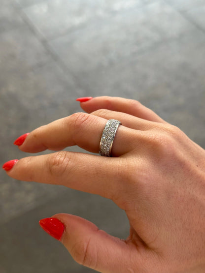 Ladies Three Row Round Diamond Eternity Band