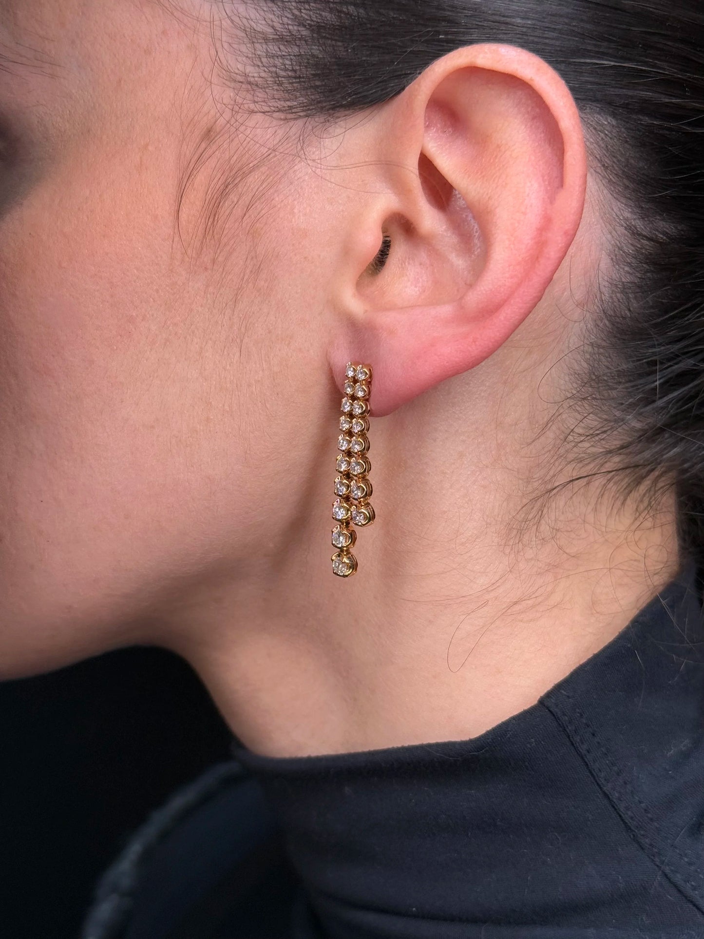 Ladies Two Row Ascending Diamond Earrings