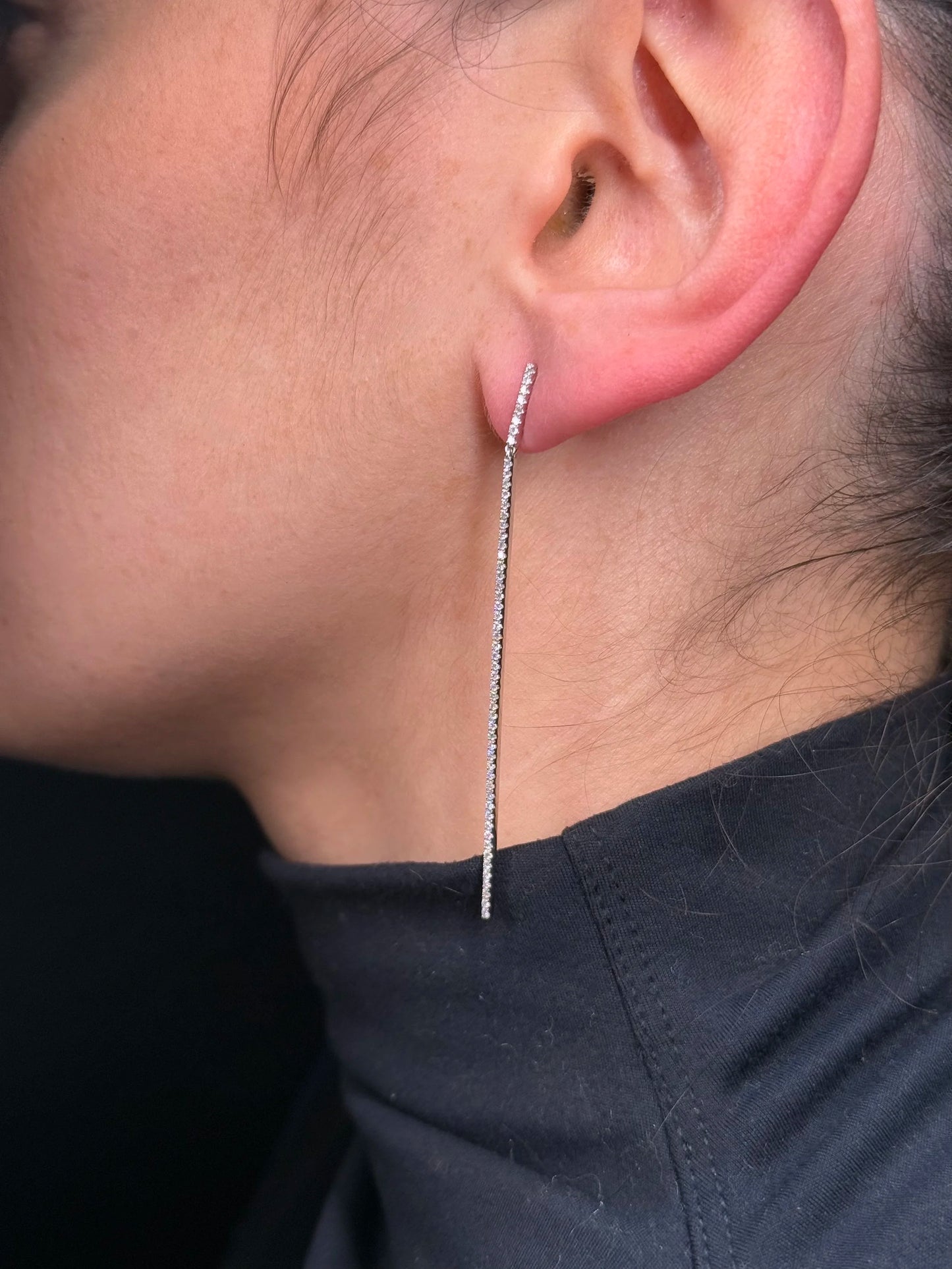 Ladies Pin Straight Diamond Earrings