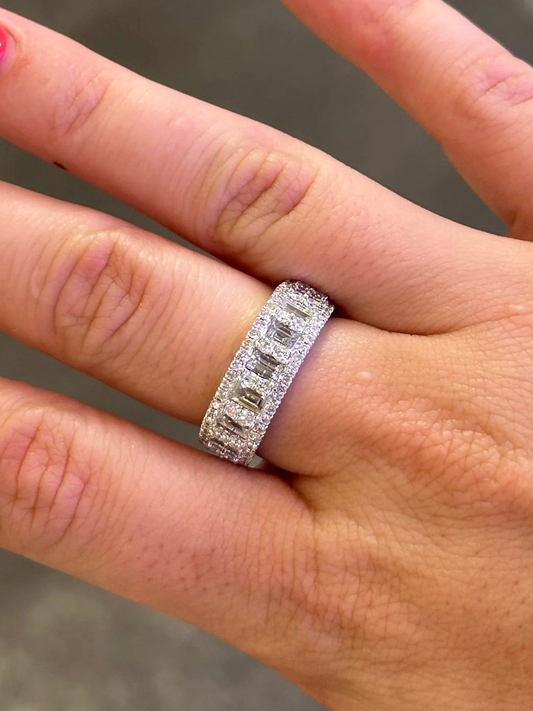 Ladies Baguette and Round Diamond Half Band