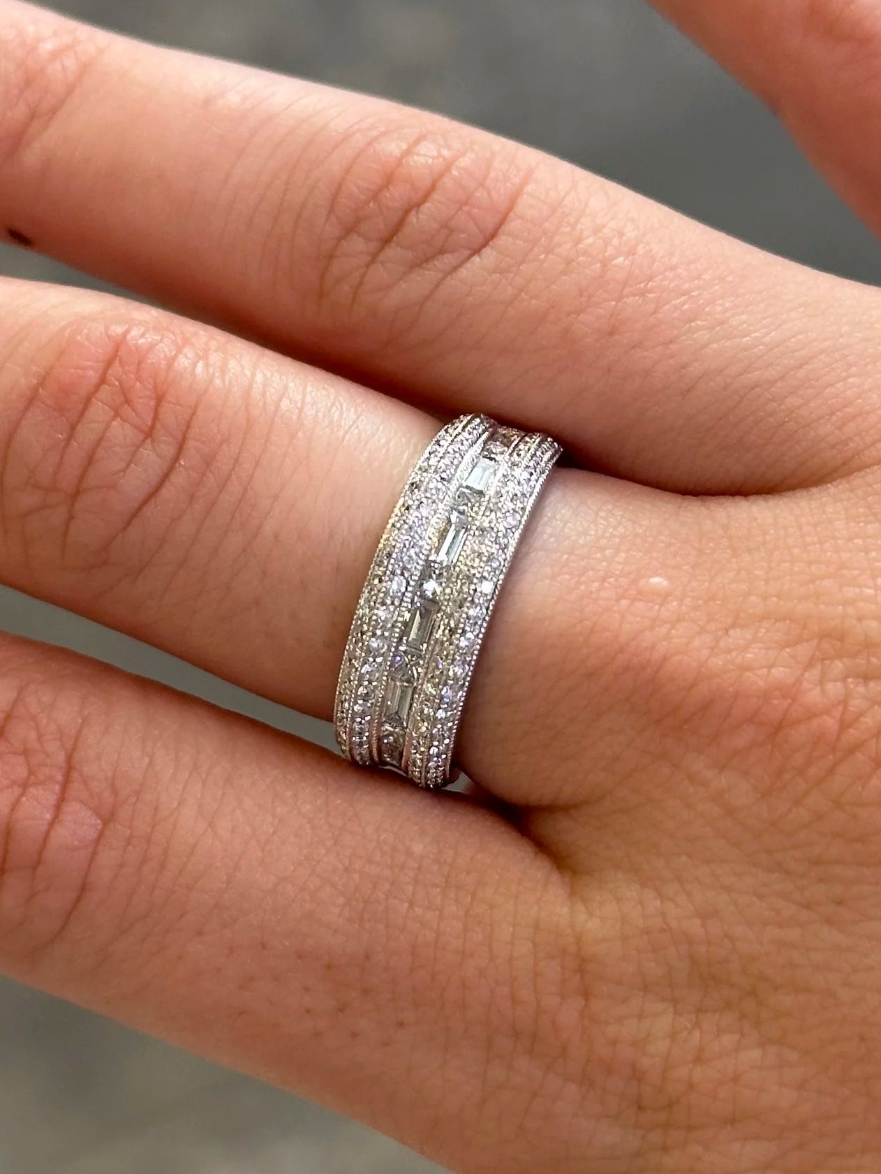 Ladies Round, Baguette, and Princess Cut Half Band