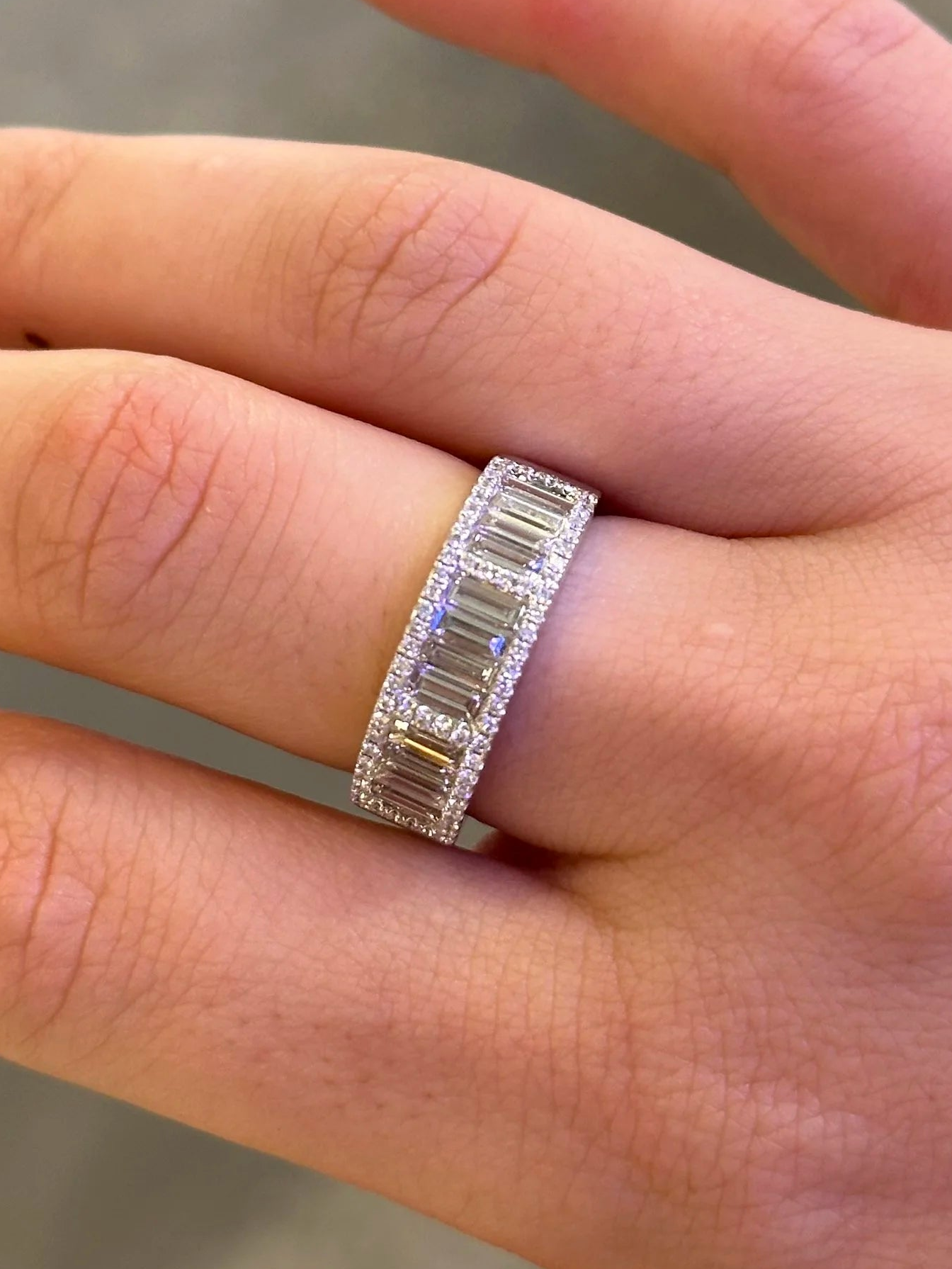 Ladies Four Baguette and Round Diamond Half Band