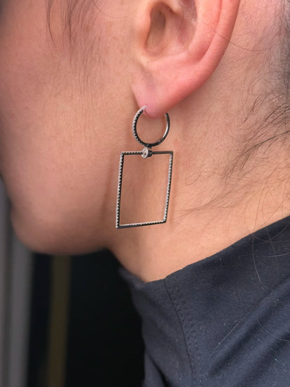 Ladies Thin Rectangular Diamond Earrings