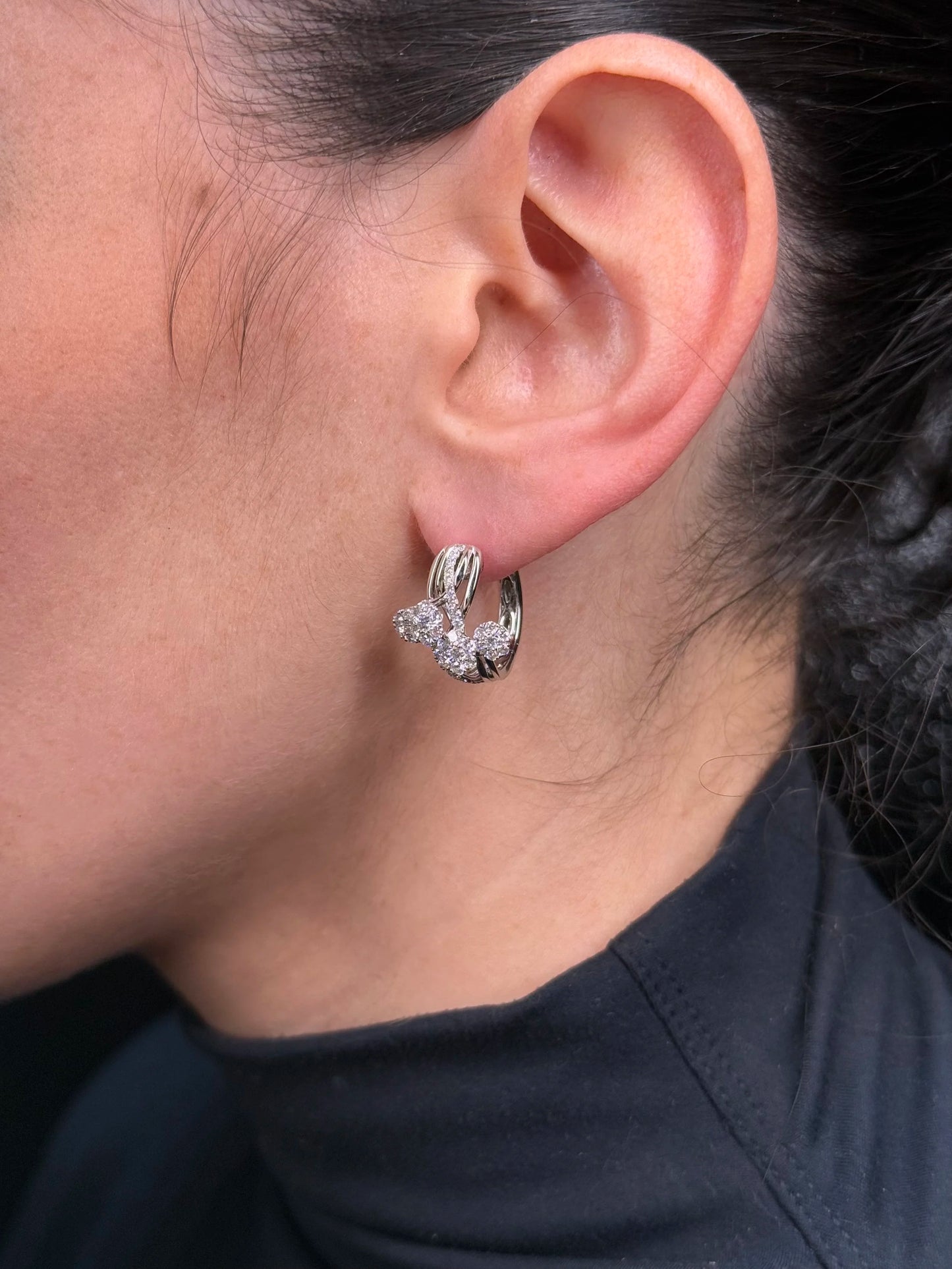 Ladies Round Diamond Cluster Huggie