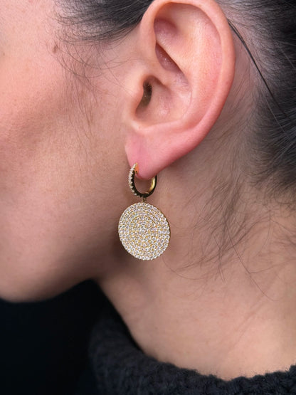 Ladies Pave Set Round Shaped Earrings