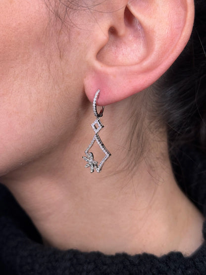 Ladies Diamond and Flower Diamond Earrings