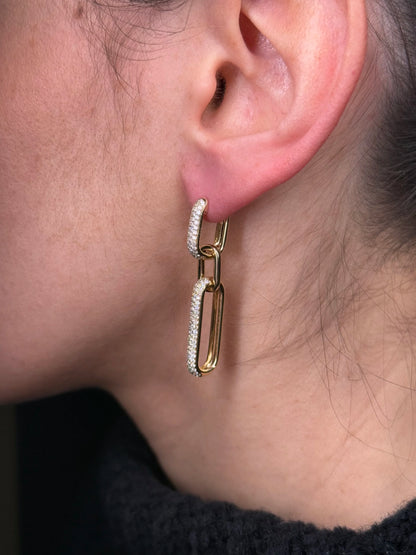 Ladies Pave Set Paperclip Earrings