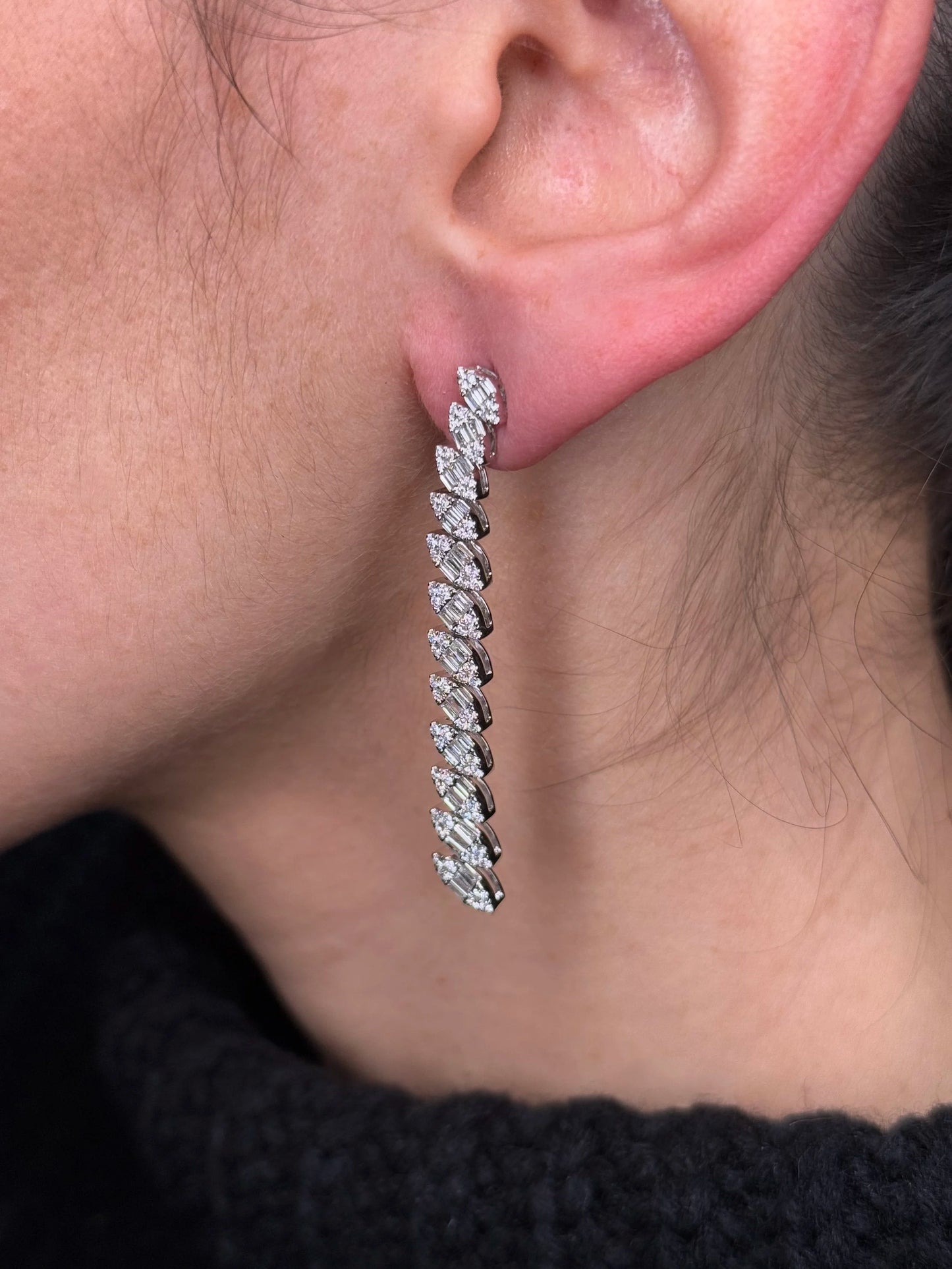 Ladies Ascending Marquise Cluster Diamond Earrings