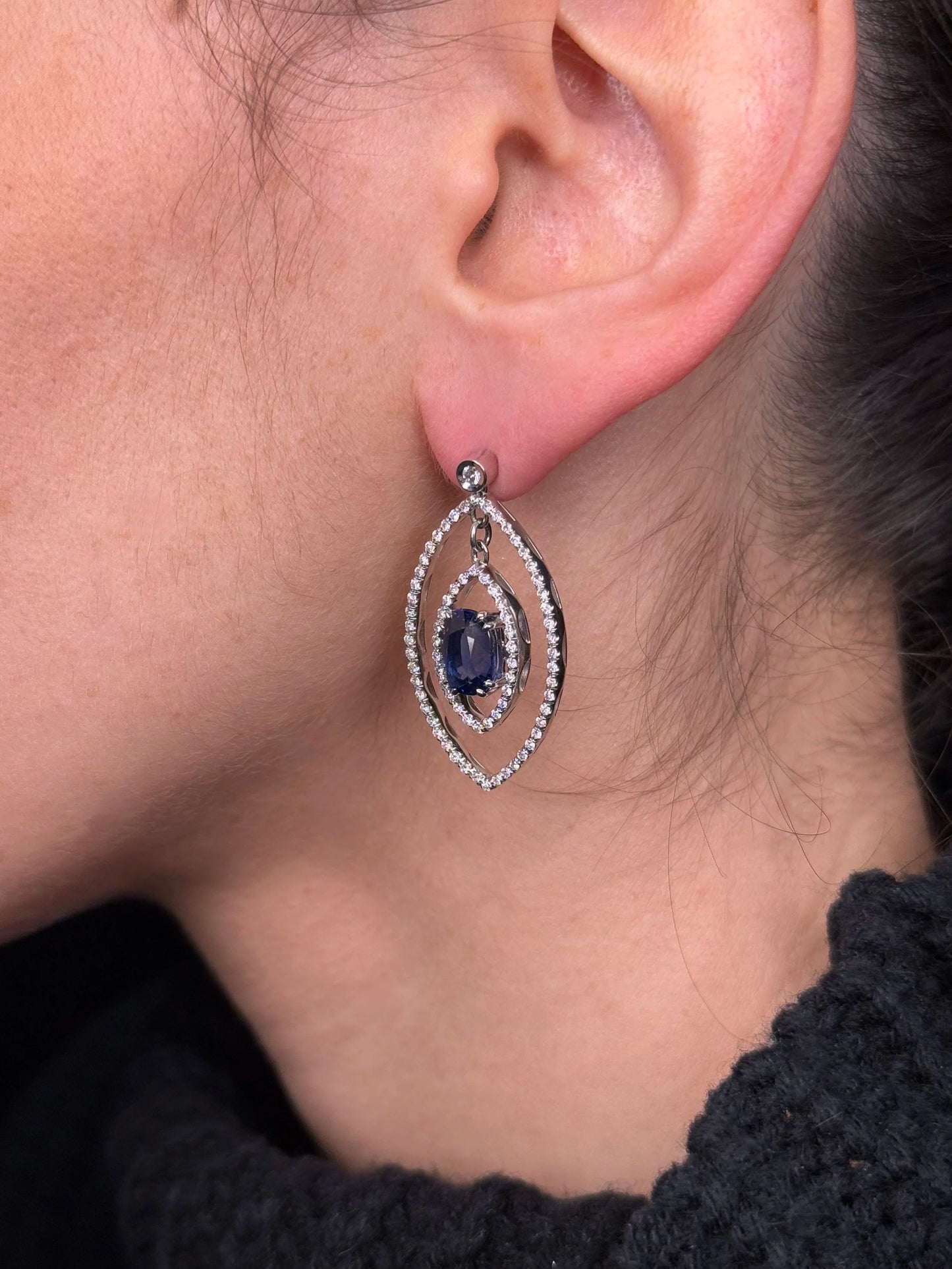 Ladies Spaced Out Sapphire Earrings