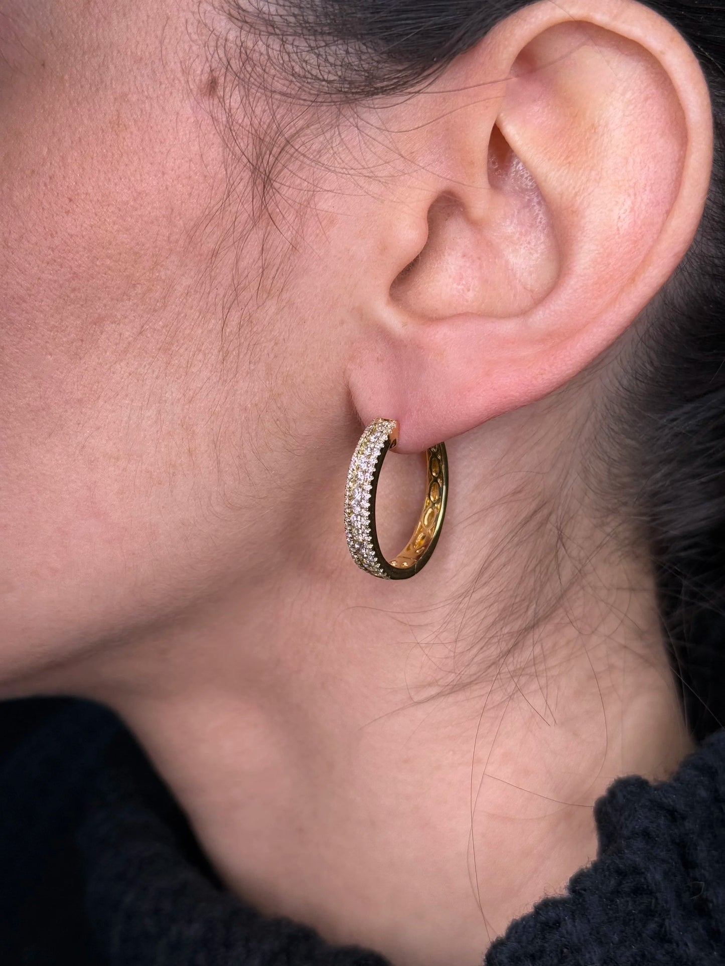 Ladies Three Row Oval Shape Hoops