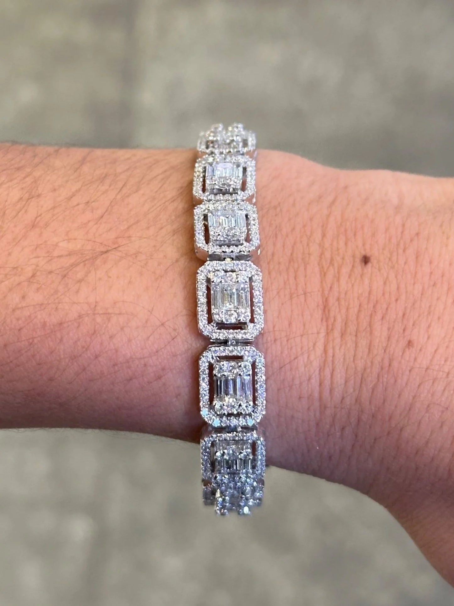 Ladies Emerald Cluster Bracelet with Halo Bracelets