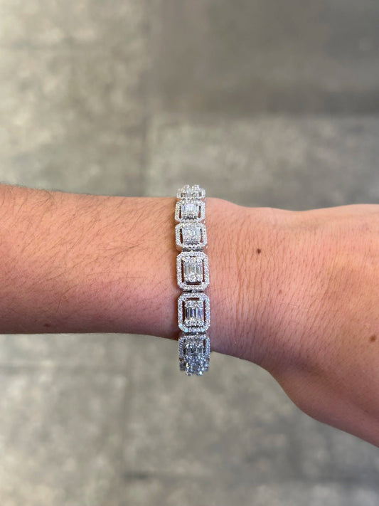 Ladies Emerald Cluster Bracelet with Halo Bracelets