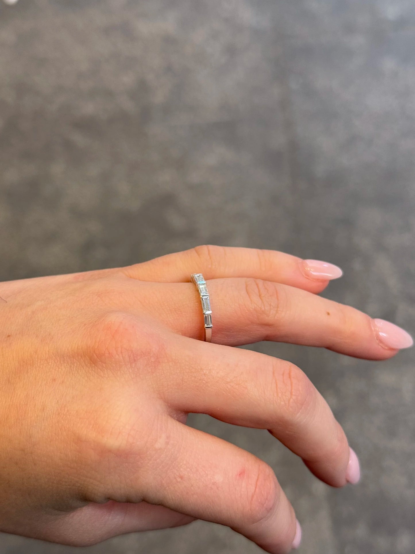 Ladies White Gold Baguette Diamond Wedding Band
