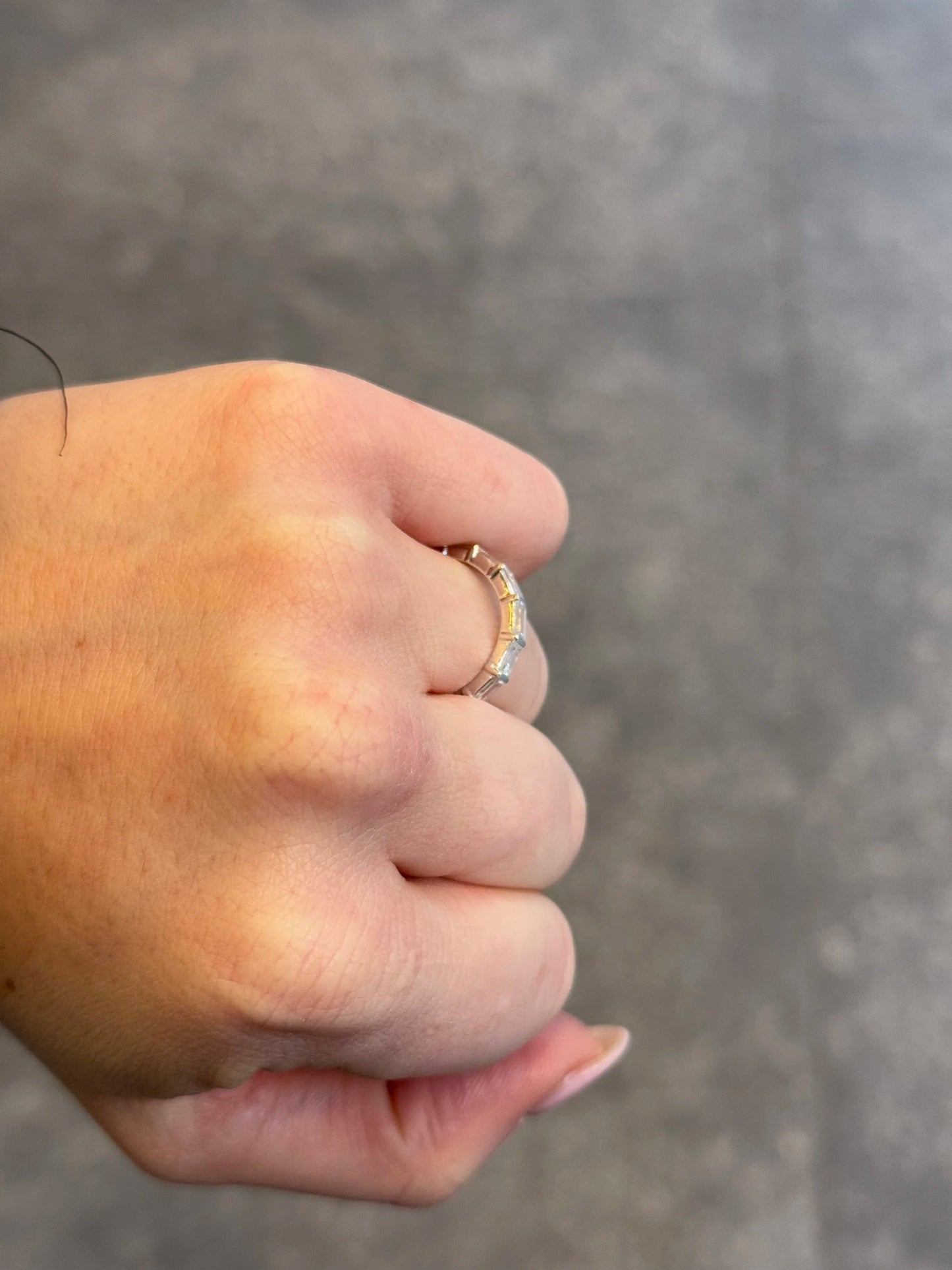 Ladies White Gold Baguette Diamond Wedding Band