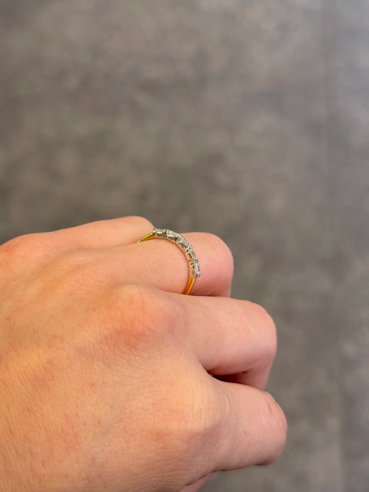 Ladies Two Tone Baguette Diamond Wedding Band